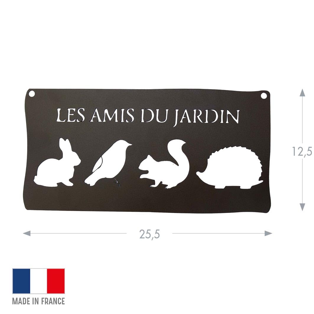 louis-moulin-pancarte-murale-m-tal-les-amis-du-jardin-25-5-x-12-5-cm-fer-vieilli image 2