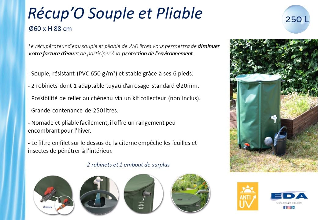 eda-r-cup-rateur-d-eau-pliable-250-l-avec-filtre-et-2-robinets-60-x-h-88-cm image 5