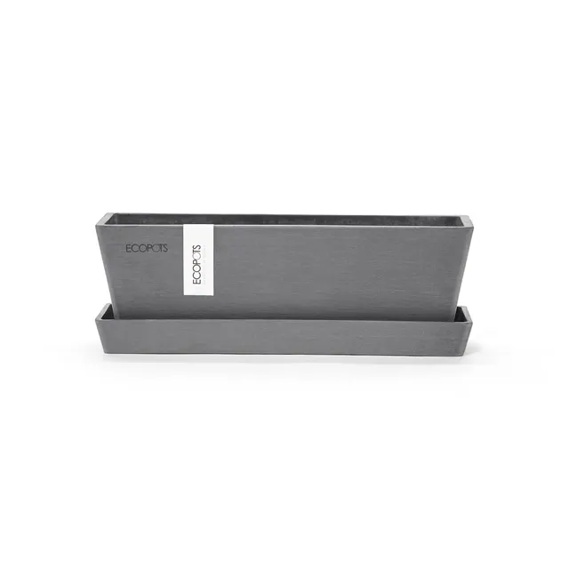 ecopots-bruges-jardini-re-rectangulaire-avec-soucoupe-gris-25-4-cm image 1