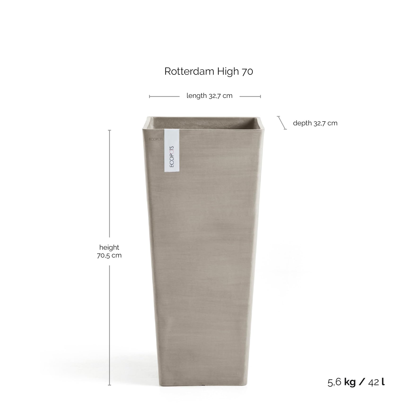 ecopots-rotterdam-haut-70-cm-taupe-pot-42-l image 3