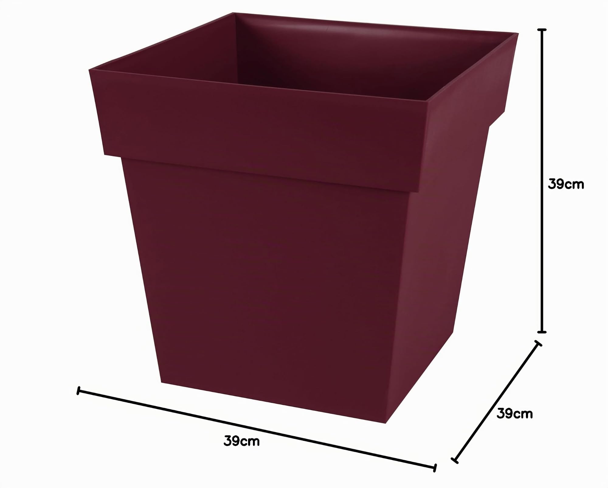 eda-toscane-pot-de-fleur-carr-39-cm-38l-rouge-bourgogne image 3