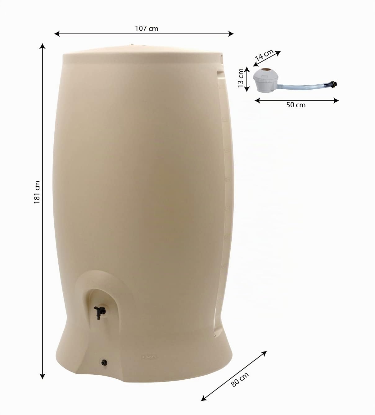 eda-r-cup-rateur-d-eau-r-cup-o-1000-l-beige-kit-collecteur-107-x-80-x-181-cm image 2