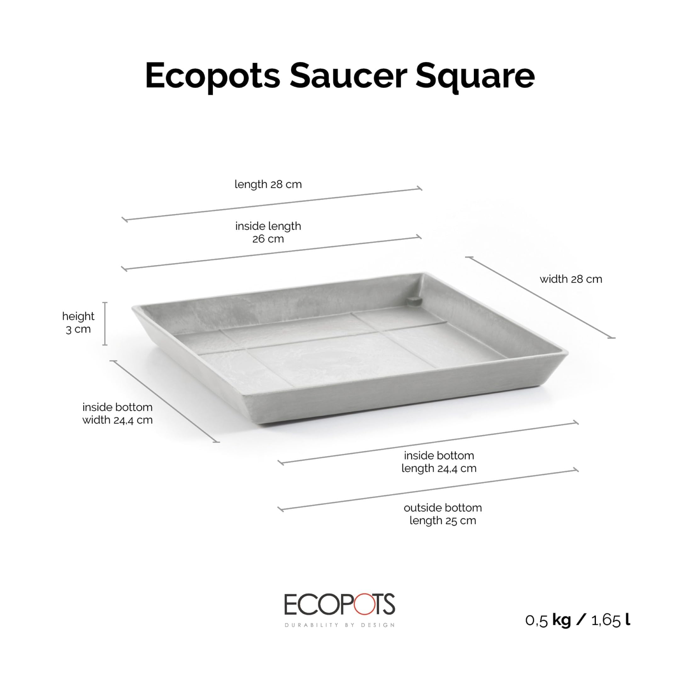 ecopots-soucoupe-square-30-blanc-gris-soucoupe-carr-e-pour-pots-rotterdam-30-rot image 2