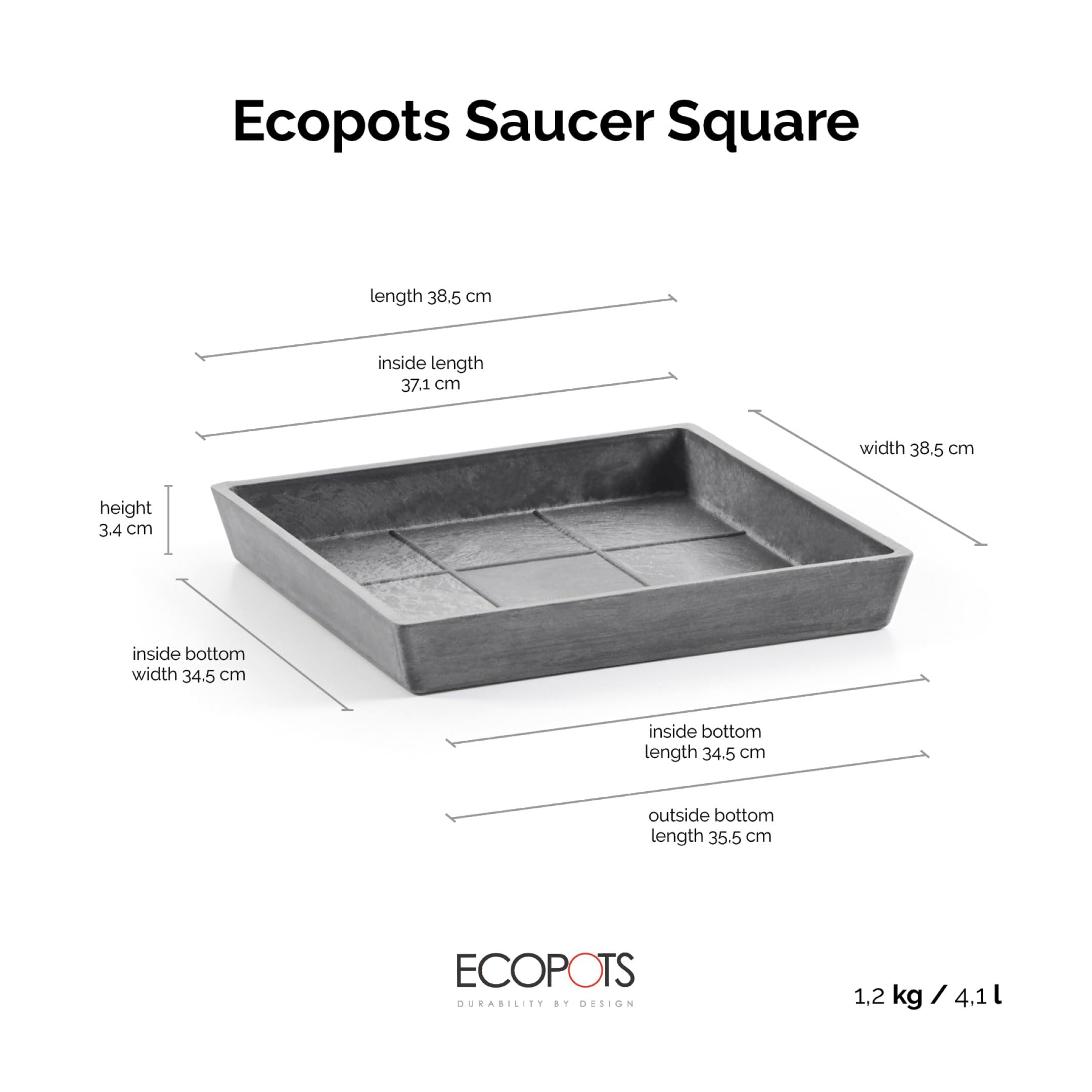 ecopots-rotterdam-soucoupe-square-45-gris-38-5-x-38-5-x-h-3-4-cm image 2