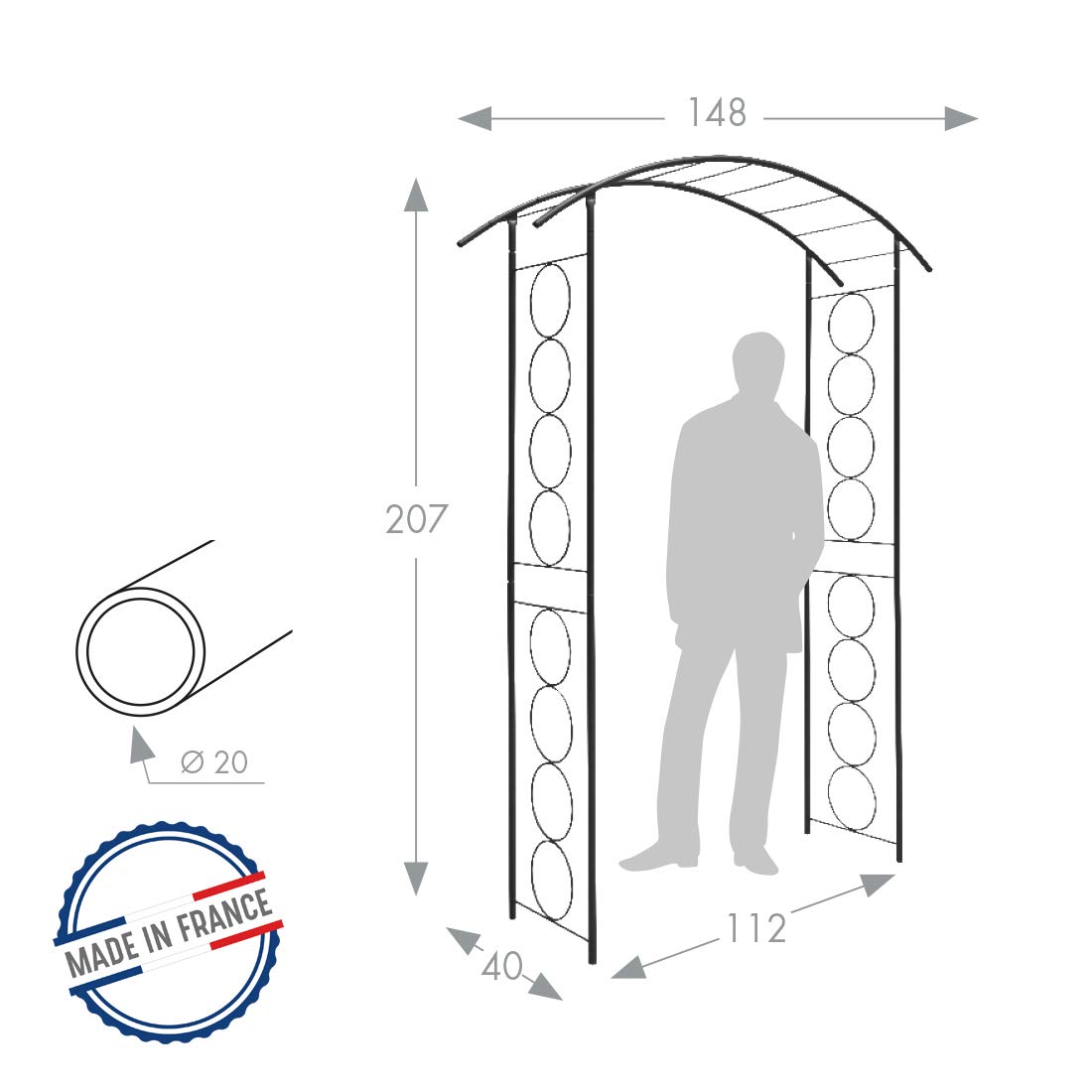 louis-moulin-arche-tube-rond-20-mm-pont-anneaux-148x40x207-cm-anthracite-made-in image 2