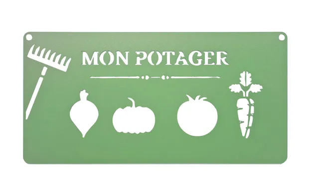 louis-moulin-pancarte-murale-mon-potager-acier-poxy-25-x-12-5-cm-vert-p-le image 1