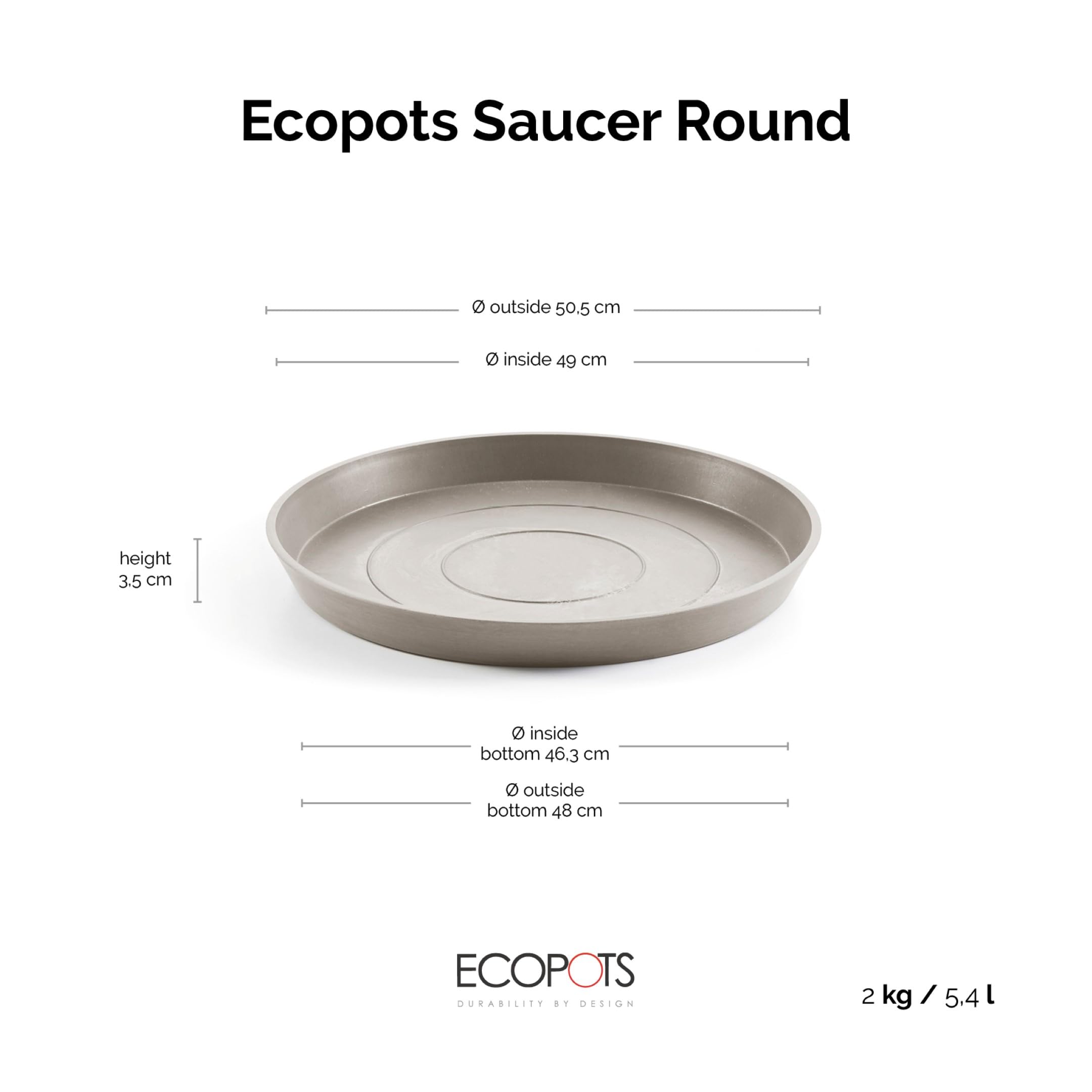 ecopots-soucoupe-round-60-taupe-50-5-cm image 2