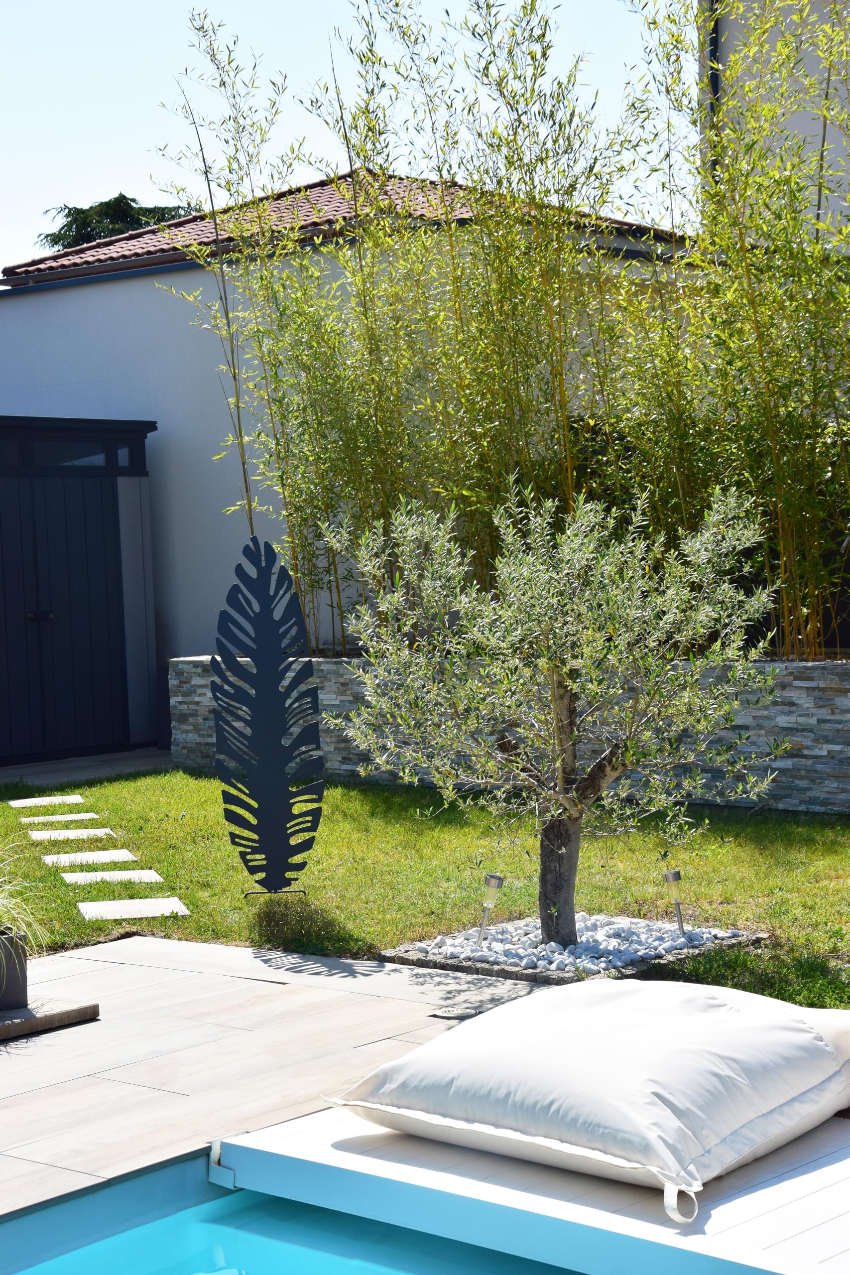 louis-moulin-d-co-en-m-tal-planter-feuille-40x130-cm-anthracite image 2