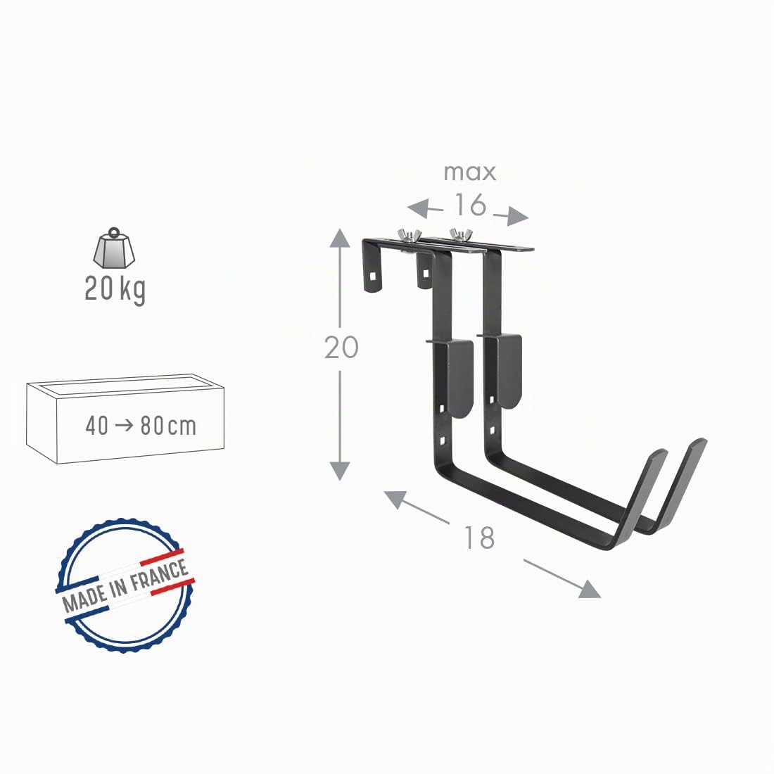 louis-moulin-lot-2-supports-jardini-res-fer-plat-fixations-r-glables-18-cm-anthr image 2
