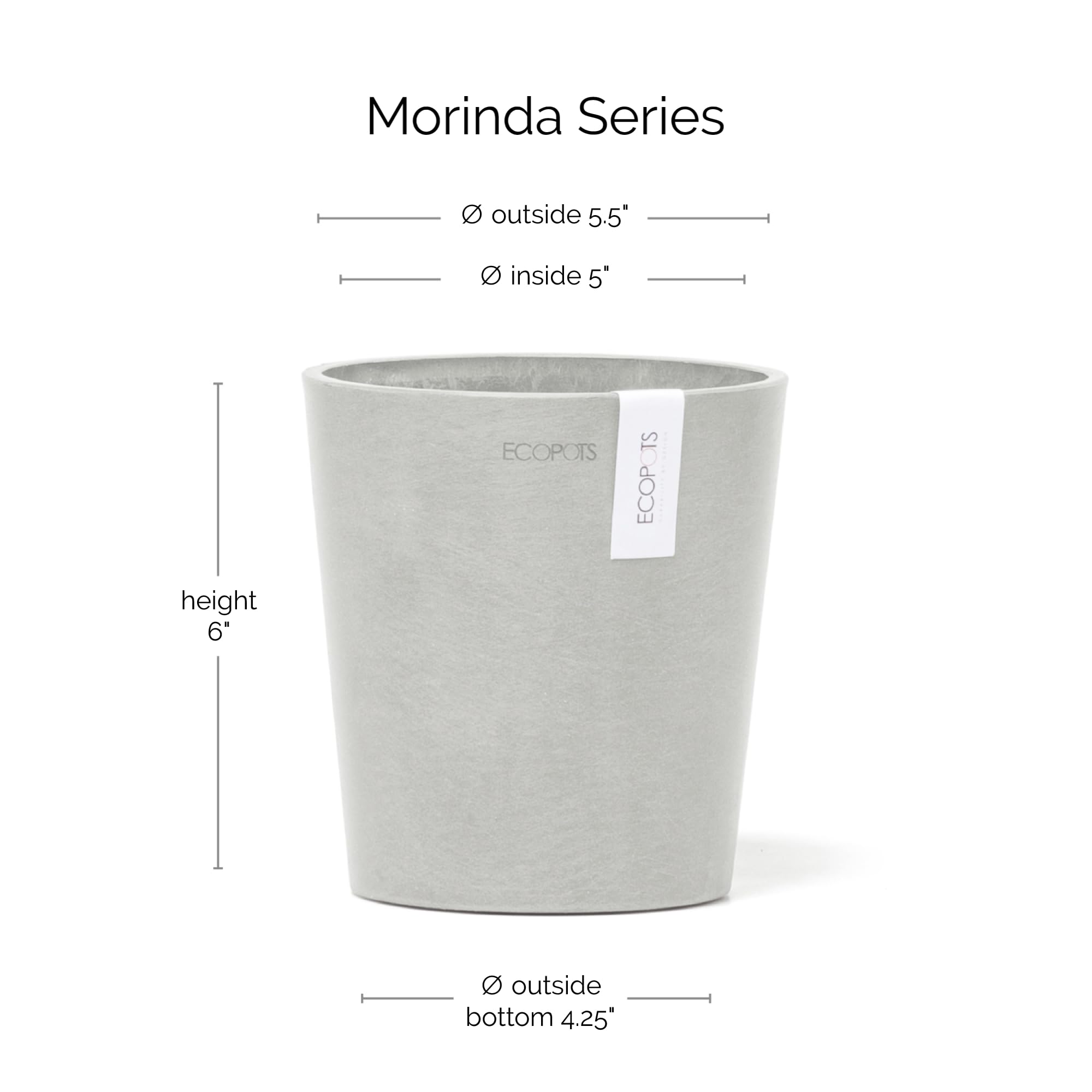 ecopots-morinda-pot-orchid-e-14-cm-blanc-plastique-recycl-base-sur-lev-e-anti-ex image 2