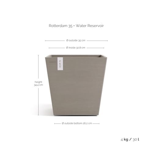 ecopots-rotterdam-35-pot-carr-taupe-avec-r-servoir-d-eau-35-2-x-35-2-x-h-34-cm-3 image 7