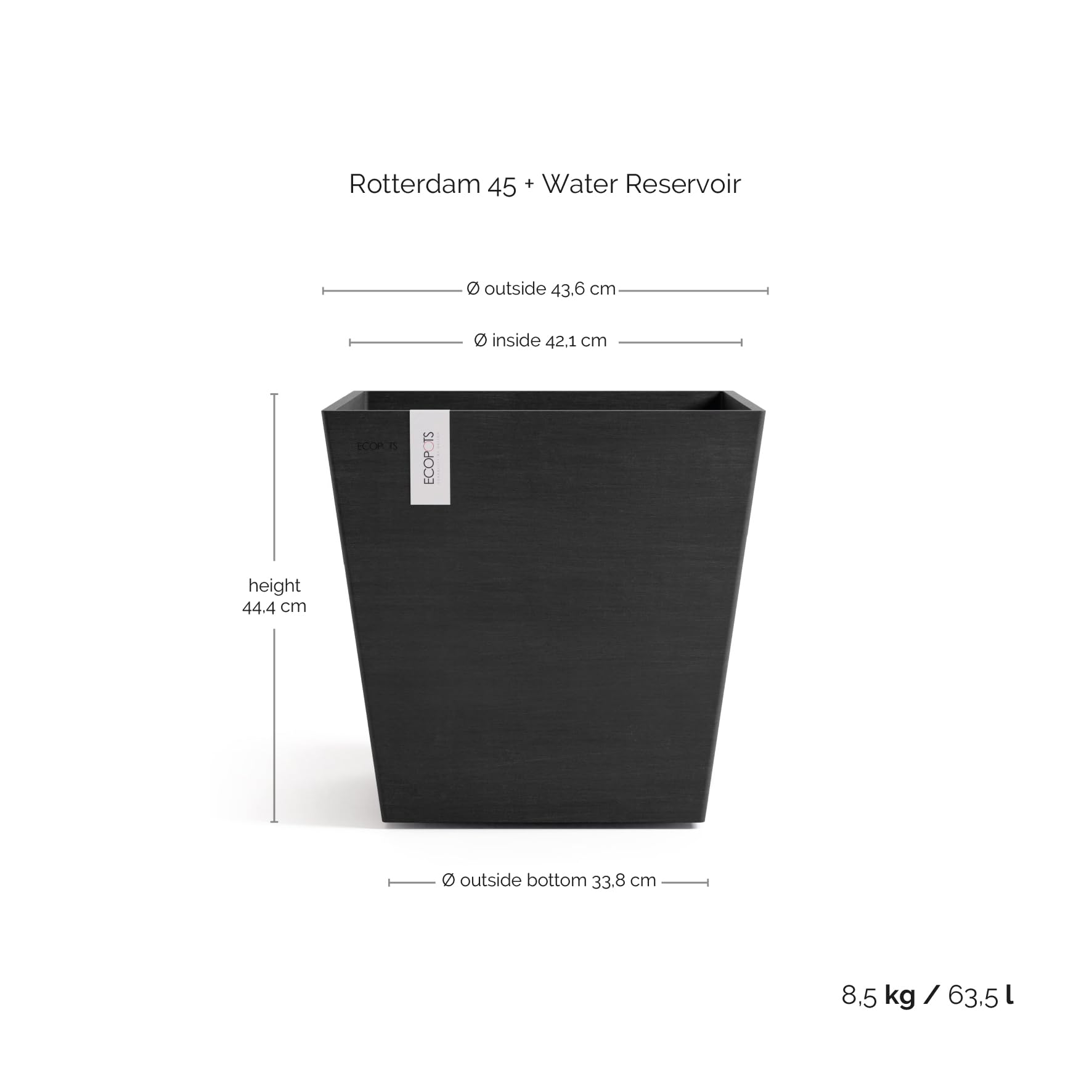 ecopots-rotterdam-45-pot-carr-gris-fonc-63-5-l-avec-r-servoir-d-eau image 5