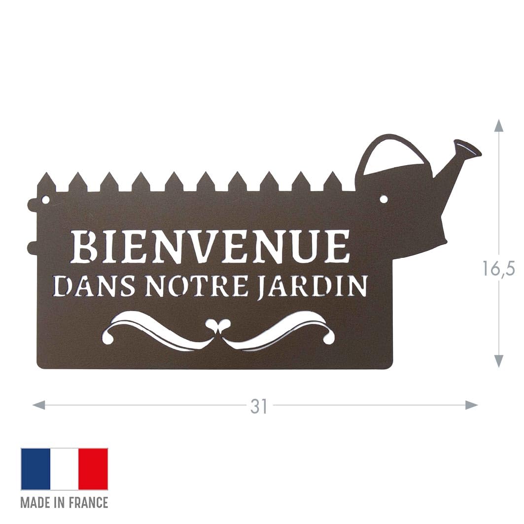 louis-moulin-pancarte-murale-m-tal-bienvenue-dans-notre-jardin-31-x-16-5-cm-fer- image 2